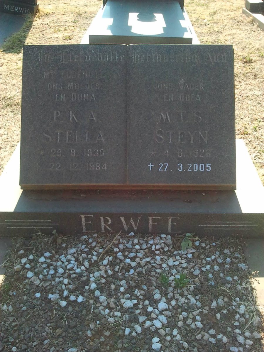ERWEE M.T.S. 1926-2005 &amp; P.K.A. 1930-1984