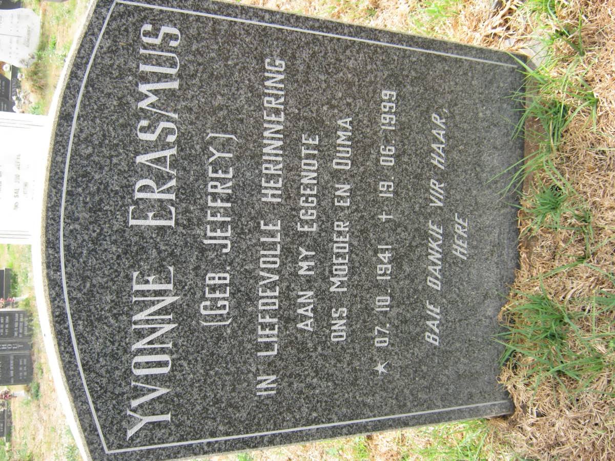 ERASMUS Yvonne nee JEFFREY 1941-1999