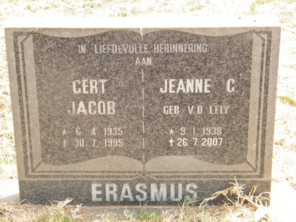 ERASMUS Gert Jacob 1935-1995 &amp; Jeanne G. nee VAN DER LELY 1938-2007