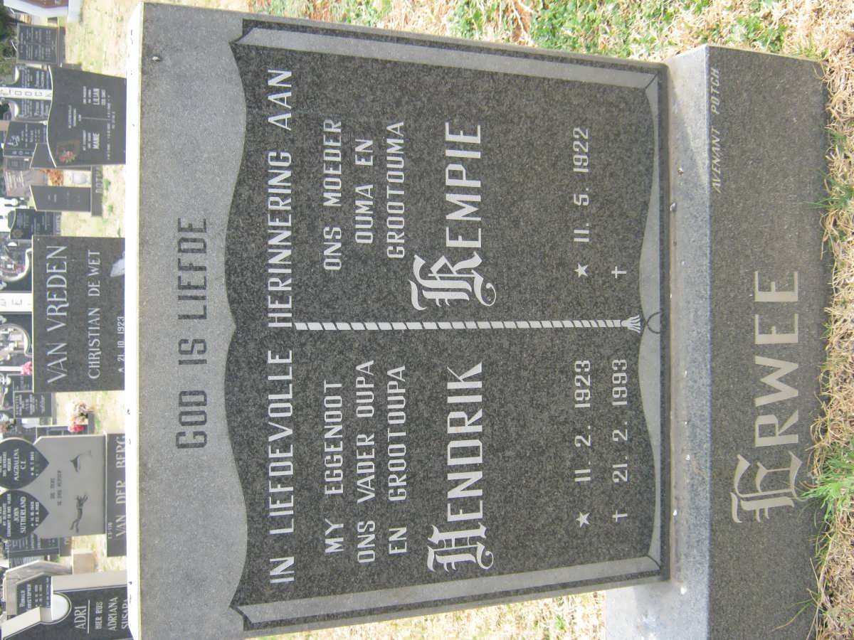 ERWEE Hendrik 1923-1993 &amp; Kempie 1922-
