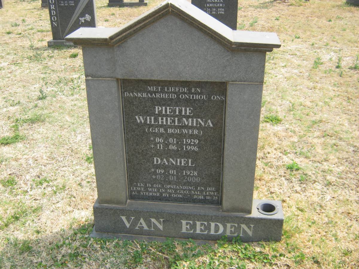 EEDEN Daniël, van 1928-2000 &amp; Pietie Wilhelmina BOUWER 1929-1996