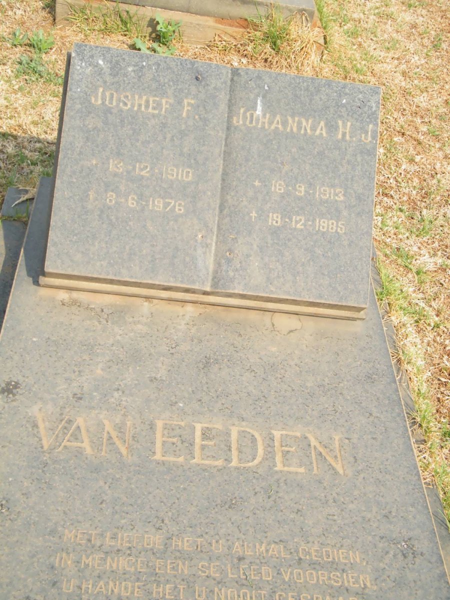 EEDEN Joshef F., van 1910-1976 &amp; Johanna H.J. 1913-1985 