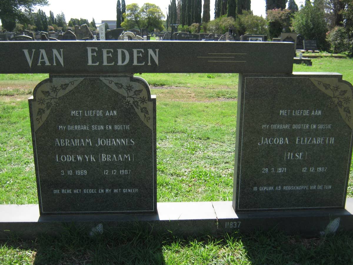 EEDEN Abraham Johannes Lodewyk, van 1969-1987 :: VAN EEDEN Jacoba Elizabeth 1971-1987