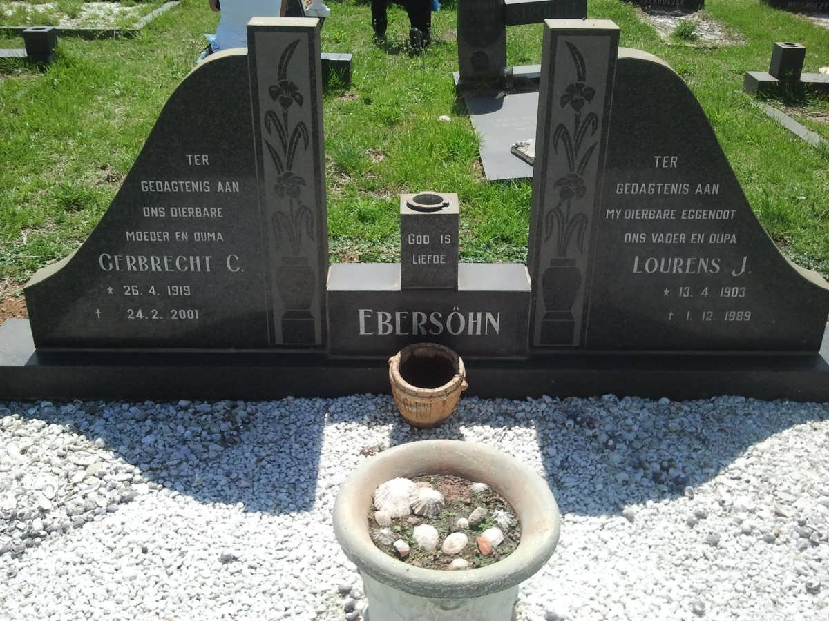 EBERSÖHN Lourens J. 1903-1989 &amp; Gerbrecht C. 1919-2001