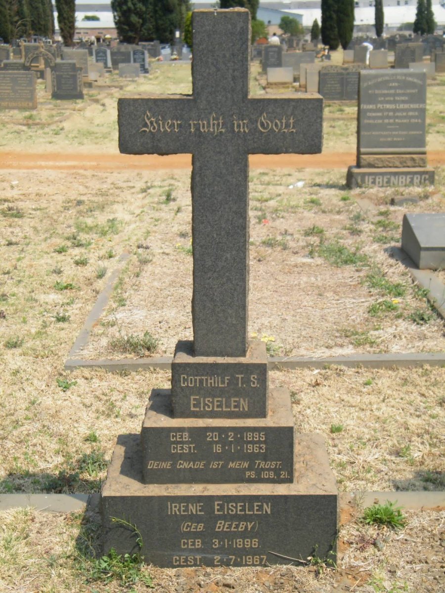 EISELEN Gotthilf T.S. 1895-1963 &amp; Irene BEEBY 1896-1967
