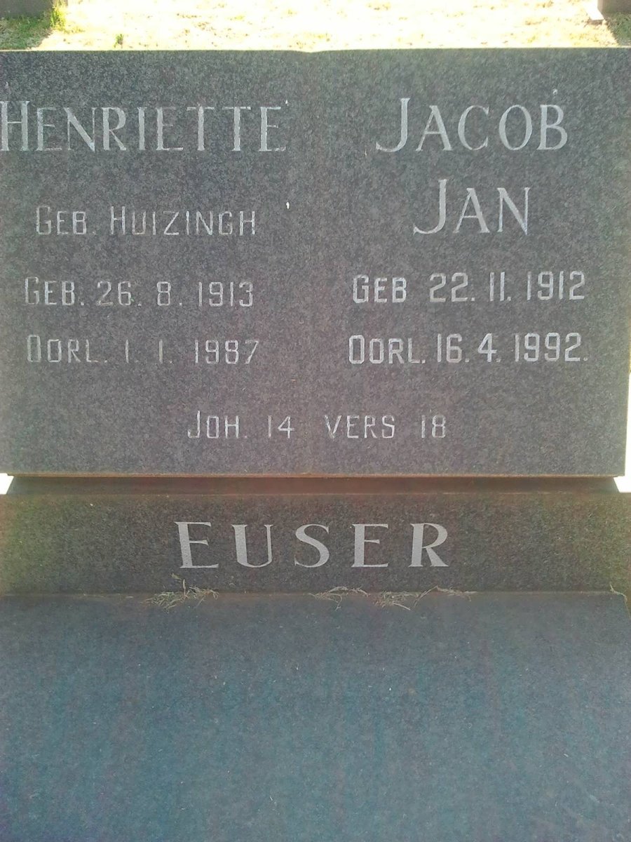 EUSER Jacob Jan 1912-1992 &amp; Henriette HUIZINGH 1913-1987