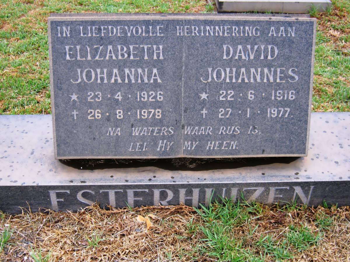 ESTERHUIZEN David Johannes 1916-1977 &amp; Elizabeth Johanna 1926-1978