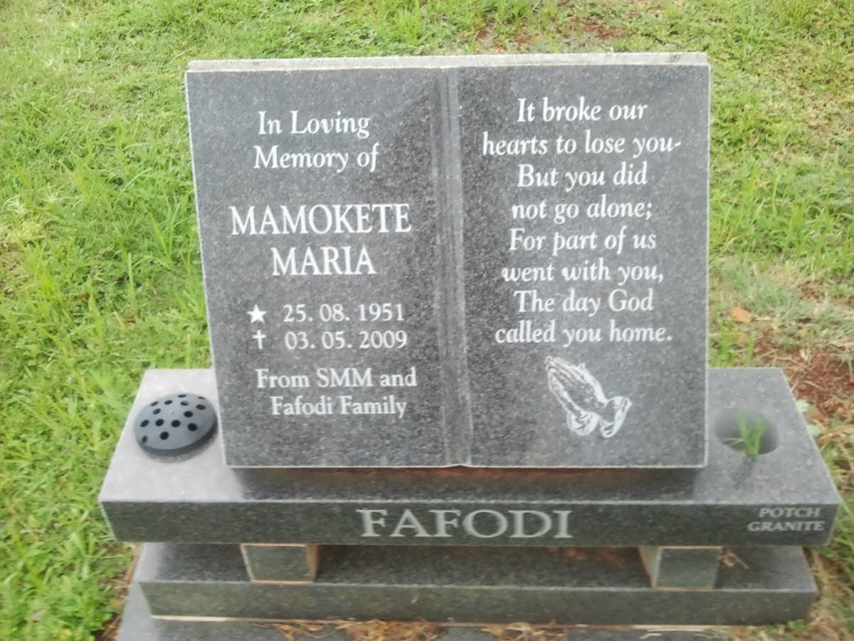 FAFODI Mamokete Maria 1951-2009