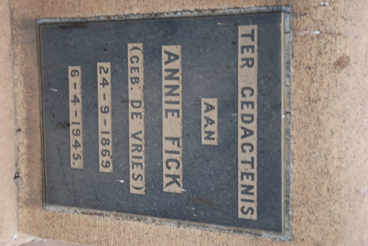 FICK Annie nee DE VRIES 1869-1945