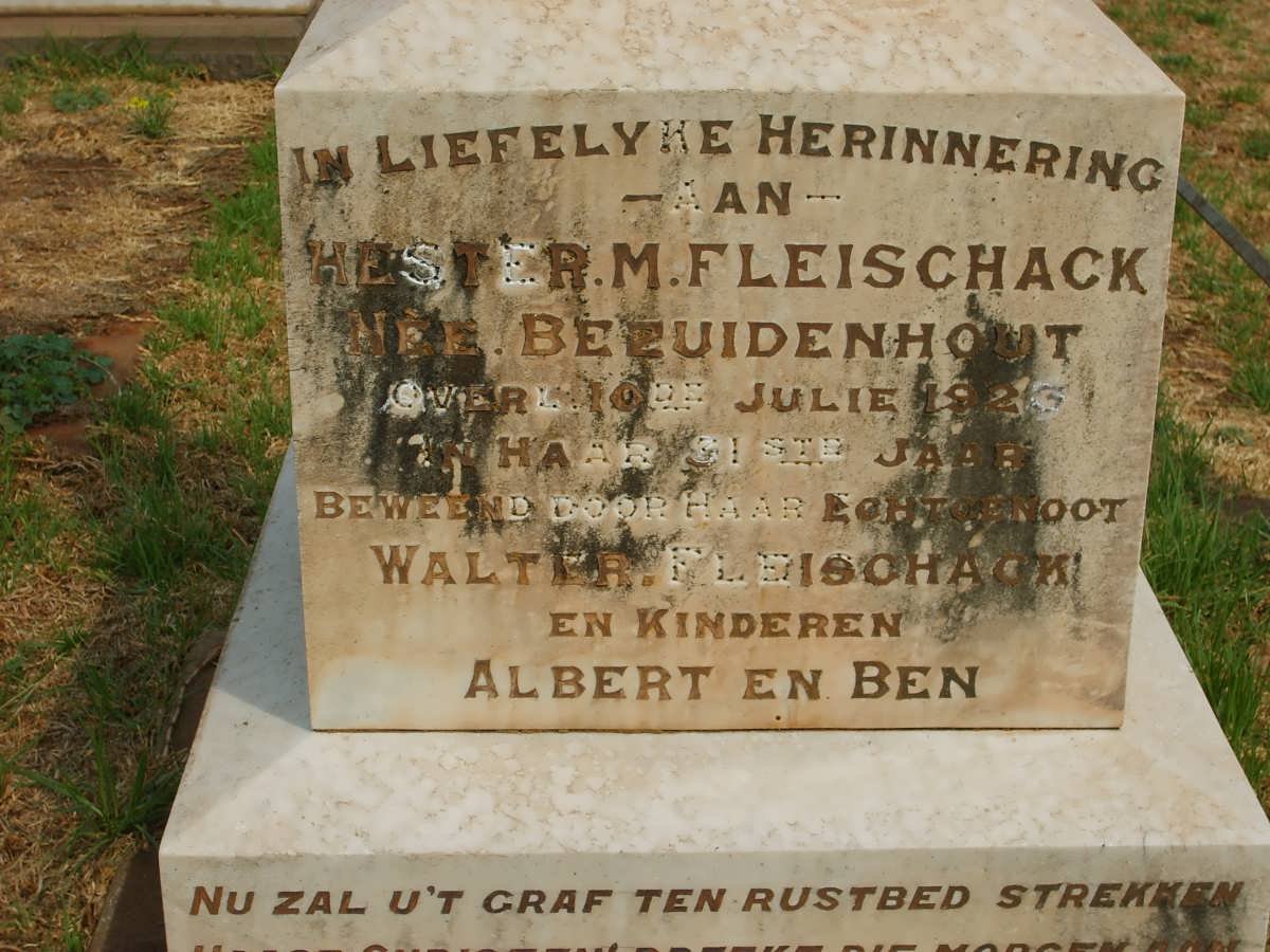 FLEISCHACK Hester M. nee BEZUIDENHOUT -1923