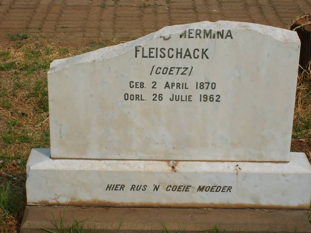 FLEISCHACK Johanna Hermina nee GOETZ 1870-1962