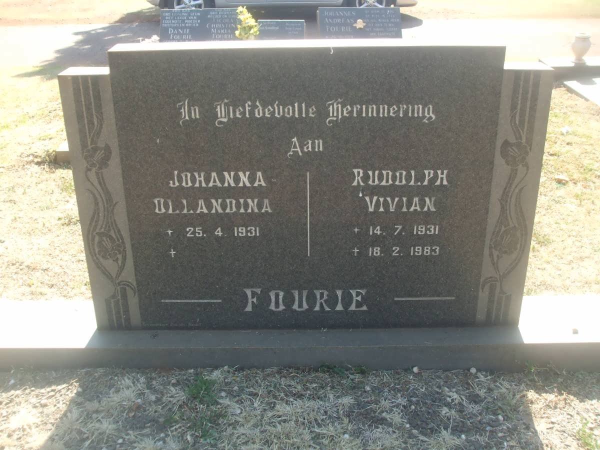 FOURIE Rudolph Vivian 1931-1983 &amp; Johanna Ollandina 1931-