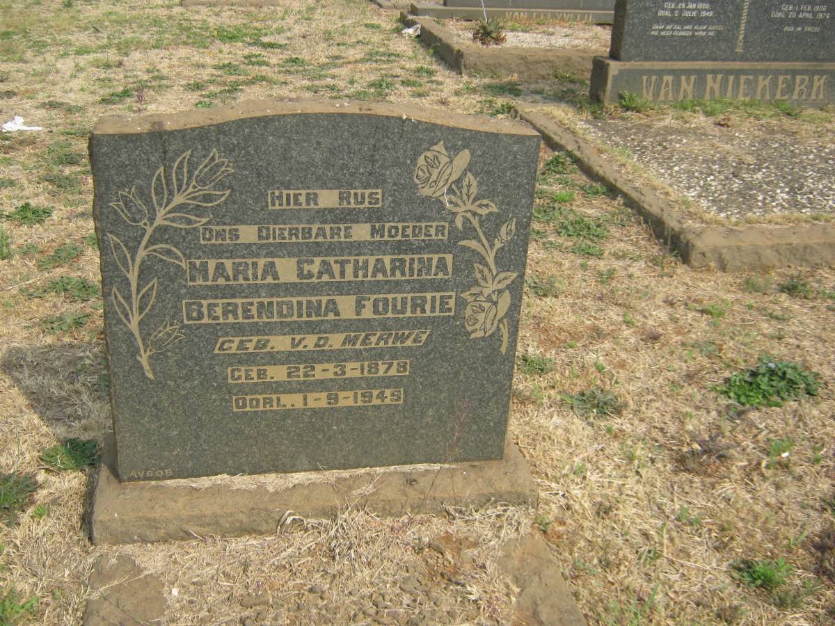 FOURIE Maria Catharina Berendina nee V.D. MERWE 1878-1945