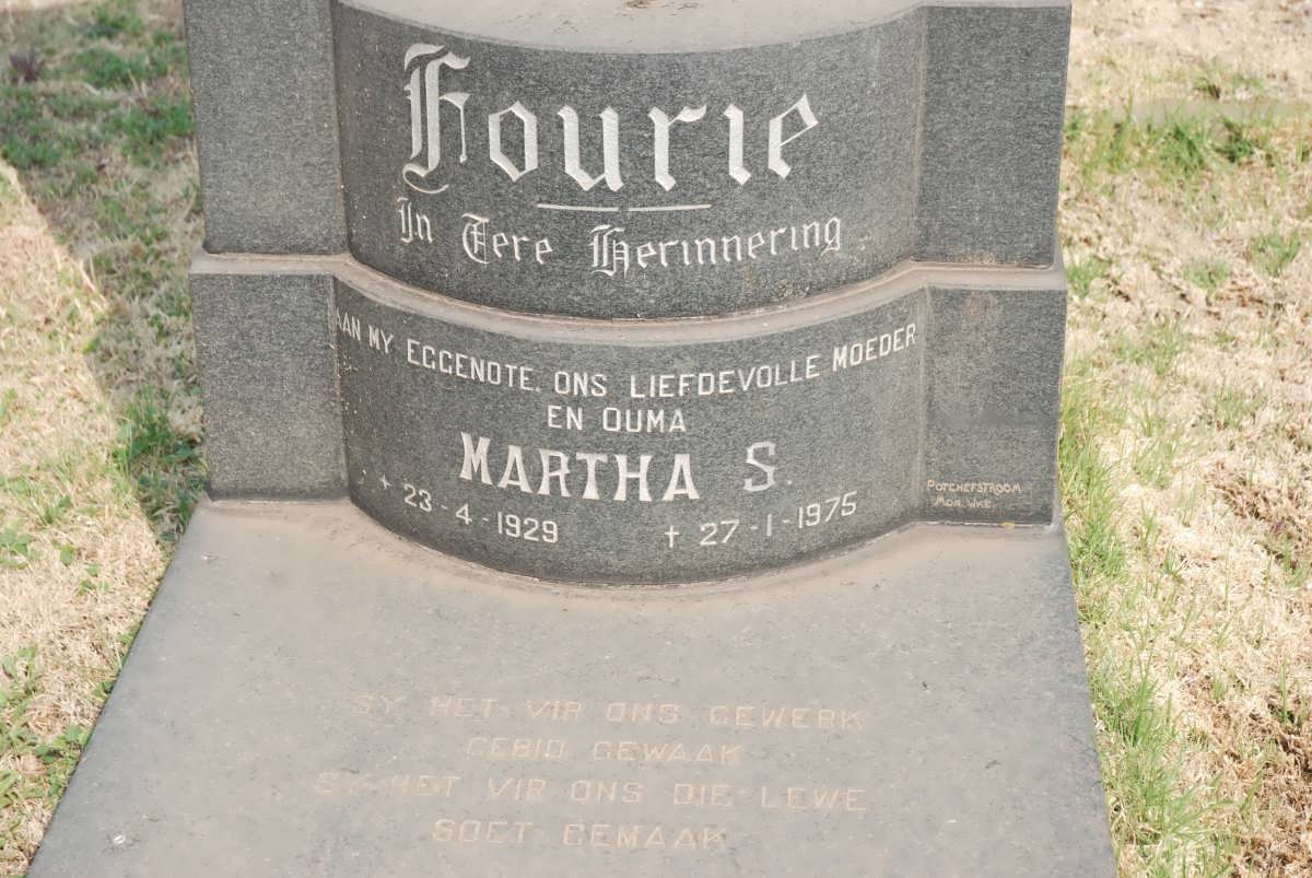 FOURIE Martha S. 1929-1975