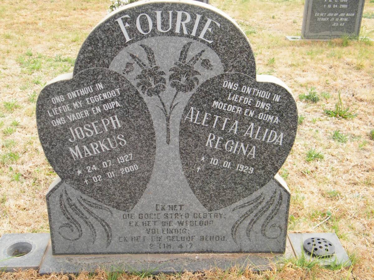 FOURIE Joseph Markus 1927-2000 &amp; Aletta Alida Regina 1929-