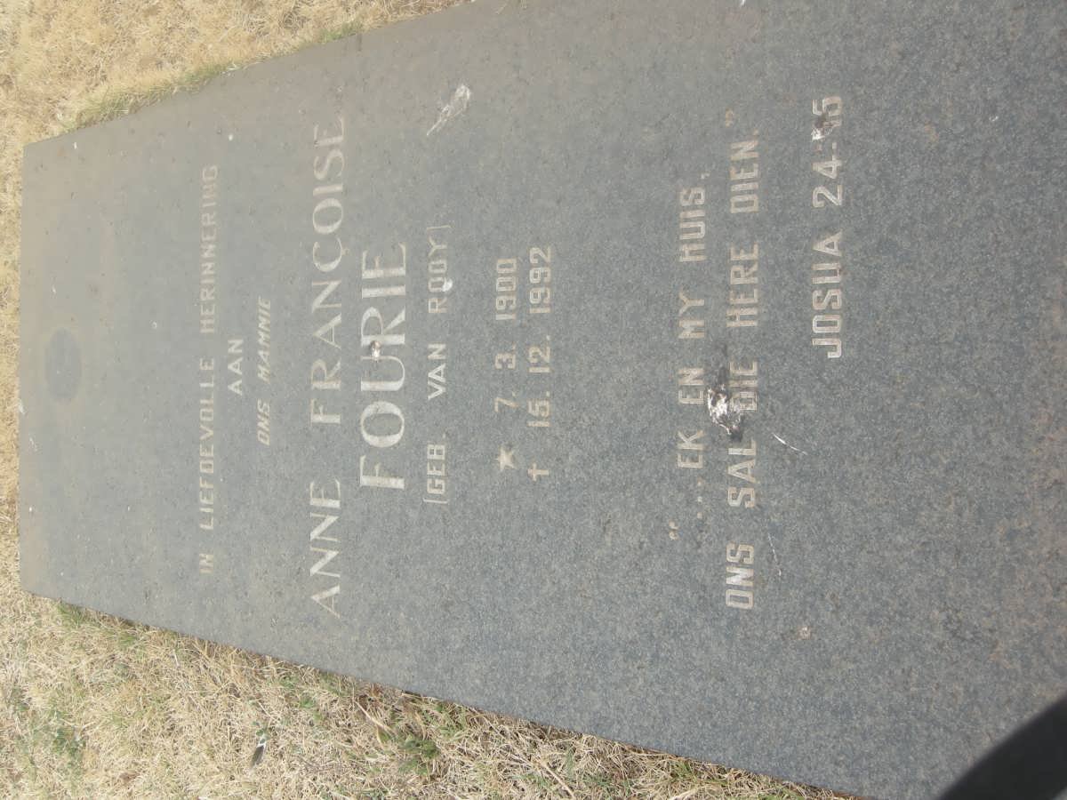 FOURIE Anne Francoise nee VAN ROOY 1900-1992