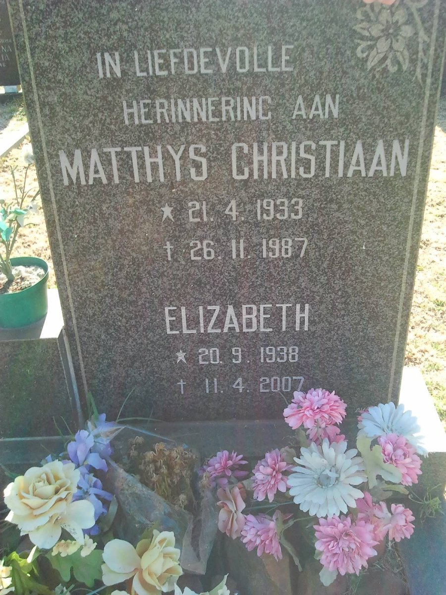 FRANKEN Matthys Christiaan 1933-1987 &amp; Elizabeth 1938-2007
