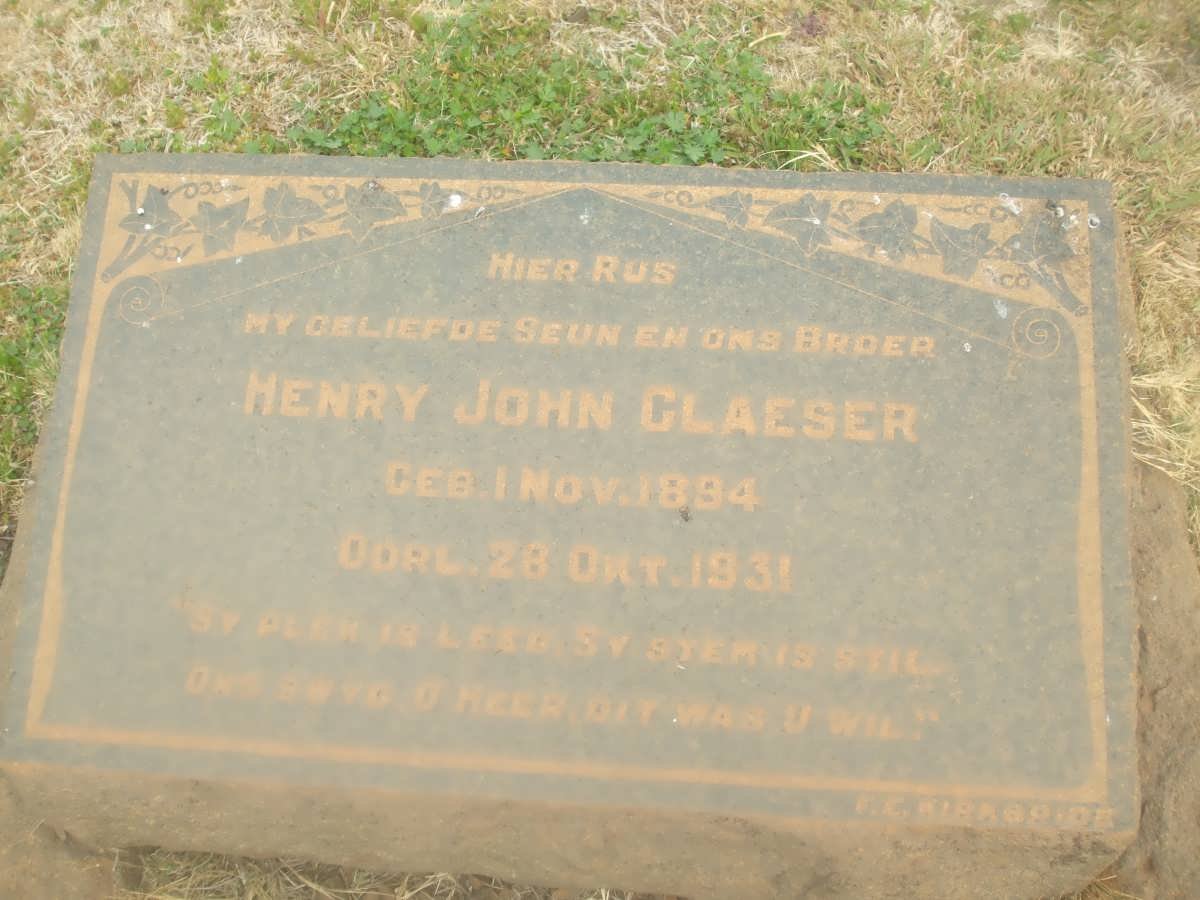 GLAESER Henry John 1894-1931