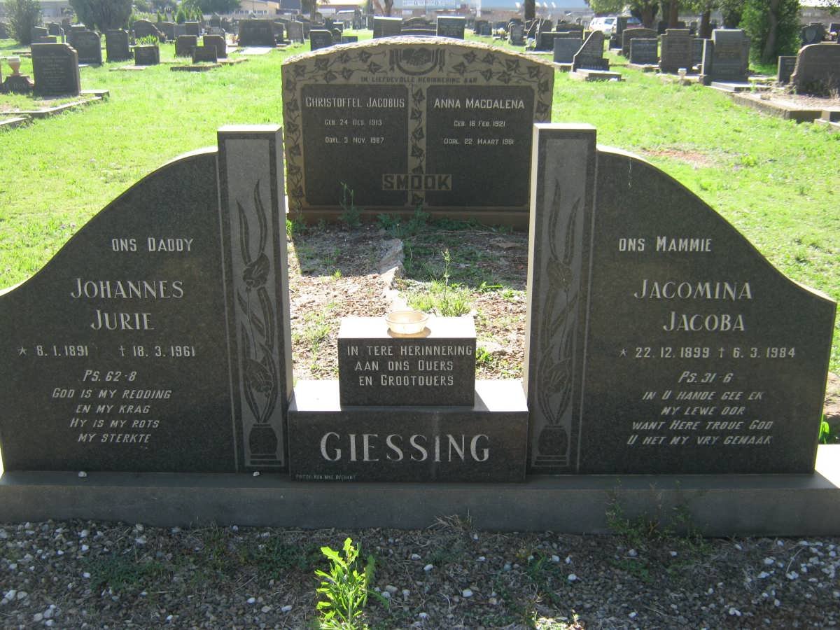 GIESSING Johannes Jurie 1891-1961 &amp; Jacomina Jacoba 1899-1984