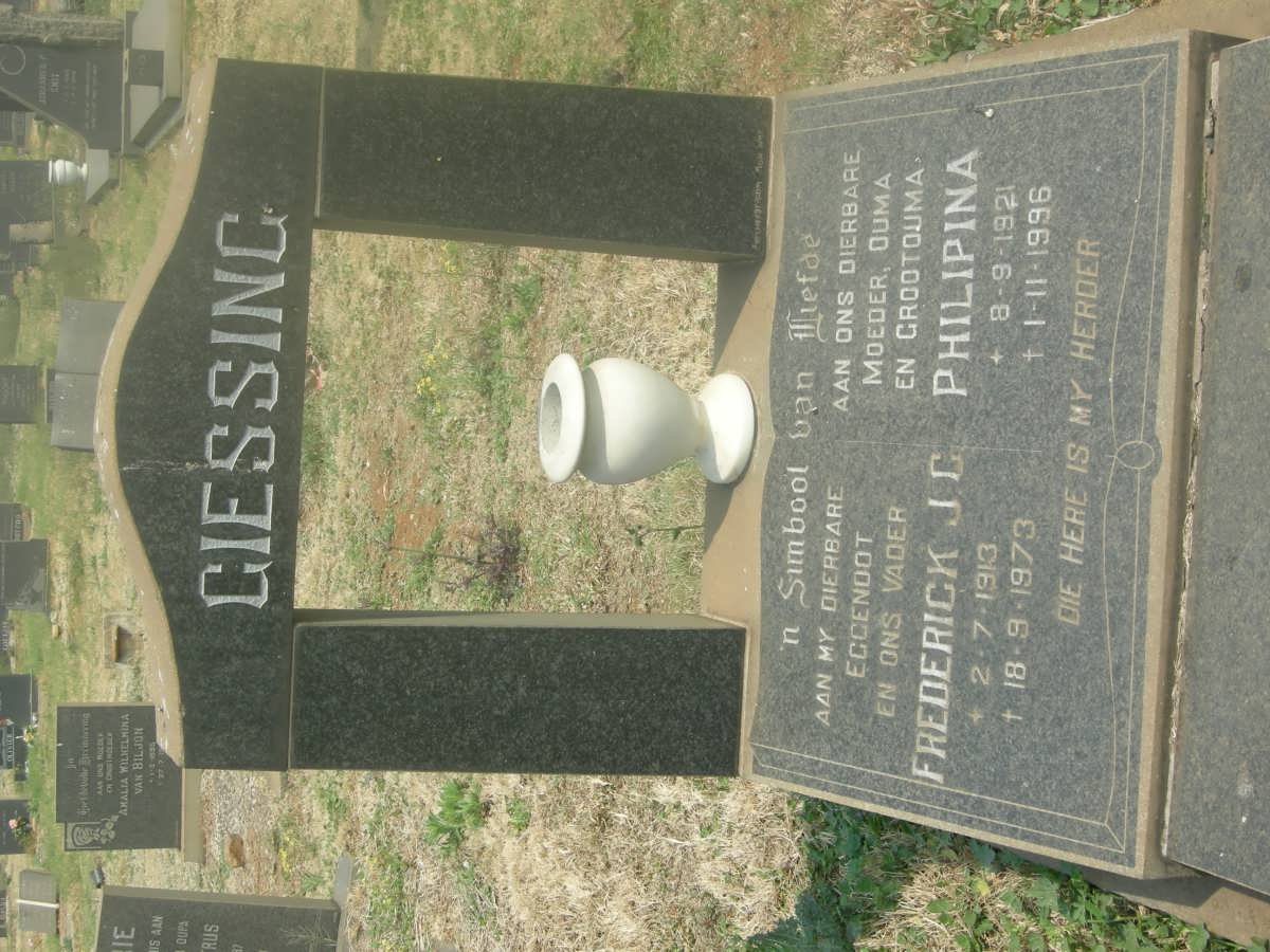 GIESSING Frederick J.C. 1913-1973 &amp; Philipina 1921-1996