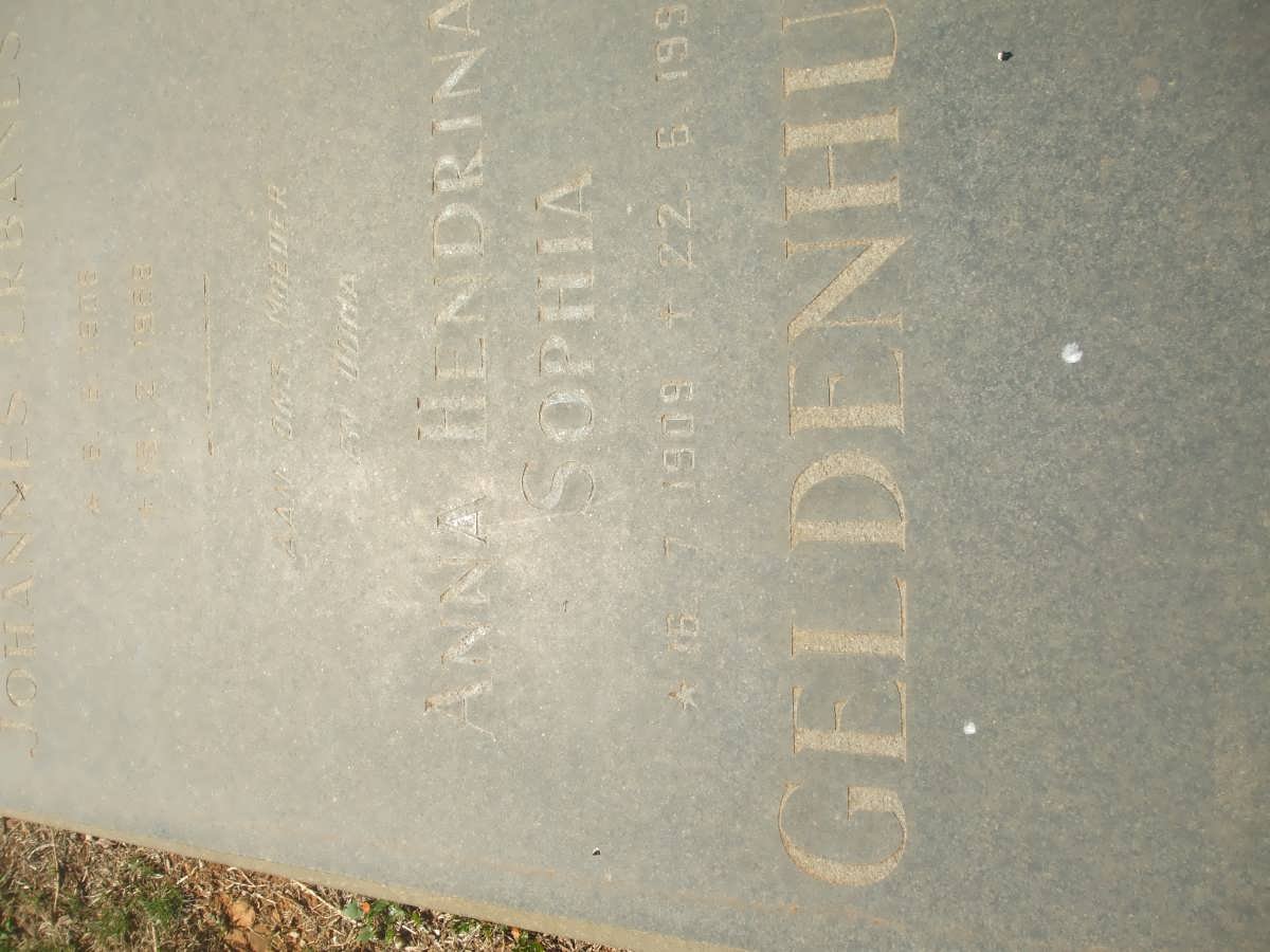 GELDENHUYS Johannes Urbanus 1906-1988 &amp; Anna Hendrina Sophia 1909-199?