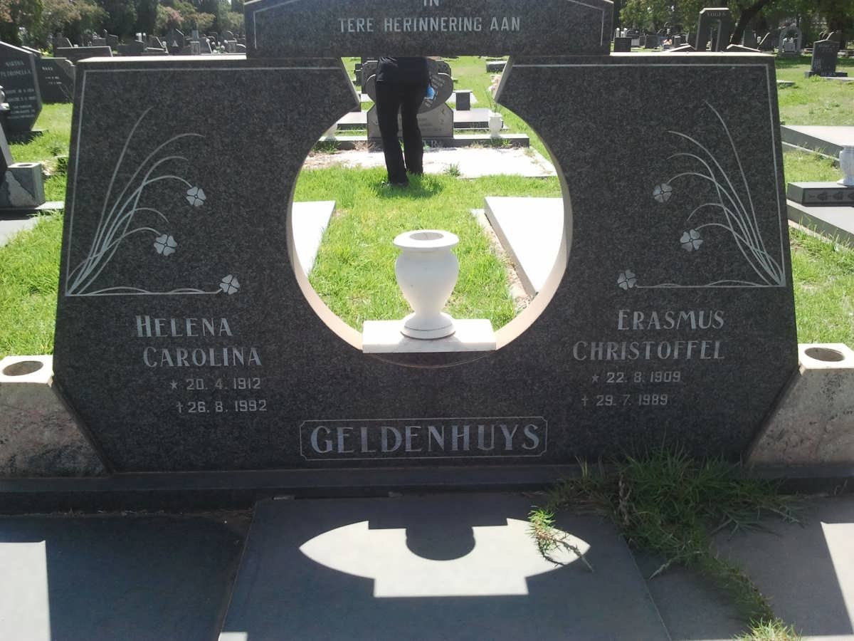 GELDENHUYS Erasmus Christoffel 1909-1989 &amp; Helena Carolina 1912-1992