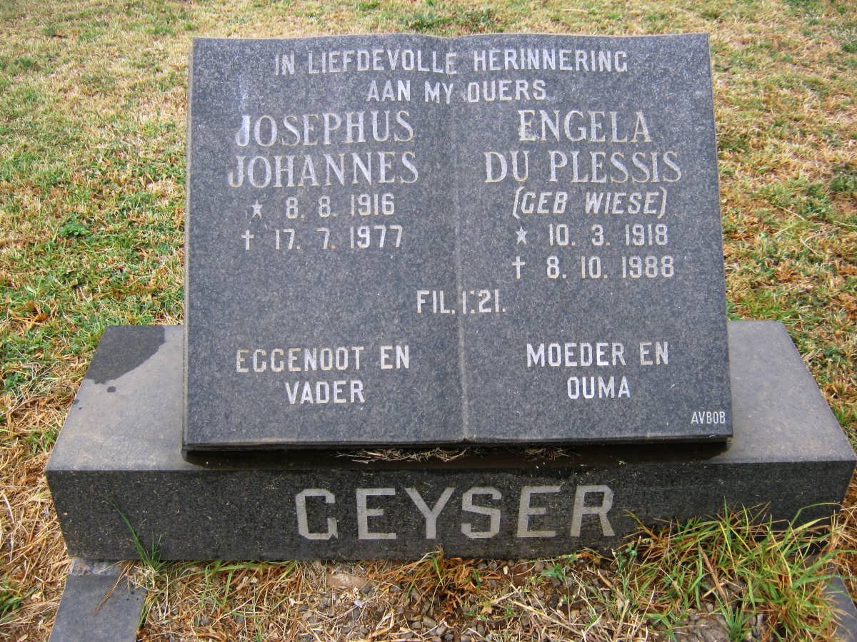 GEYSER Josephus Johannes 1916-1977 &amp; Engela du Plessis WIESE 1918-1988