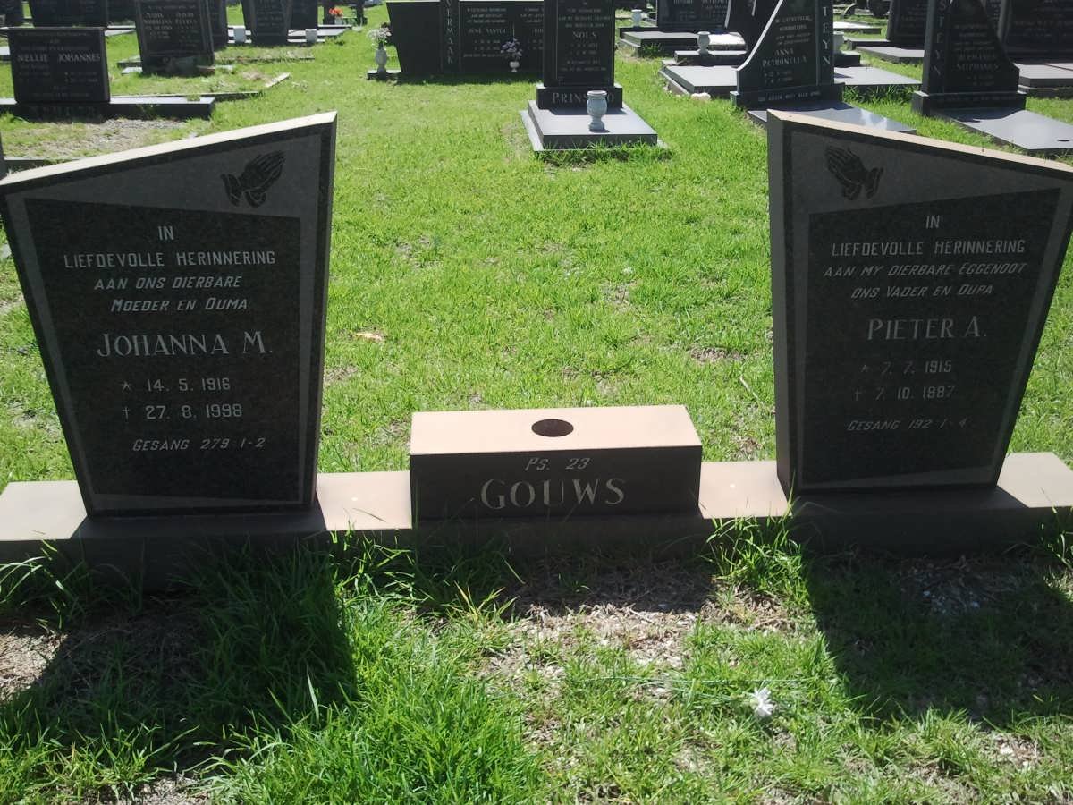 GOUWS Pieter A. 1915-1987 &amp; Johanna M. 1916-1998