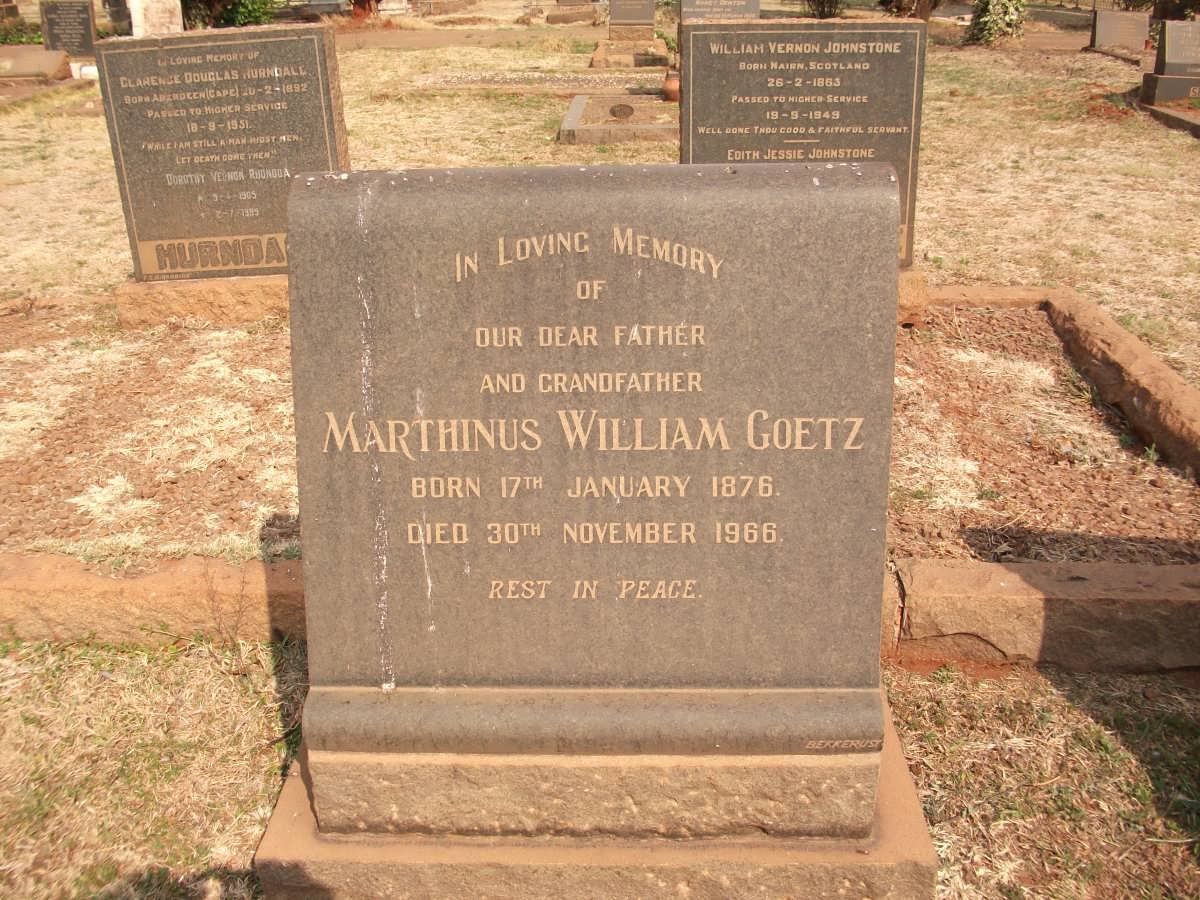 GOETZ Marthinus William 1876-1966