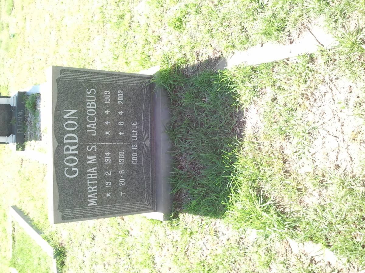 GORDON Jacobus 1909-2002 &amp; Martha M.S. 1914-1988