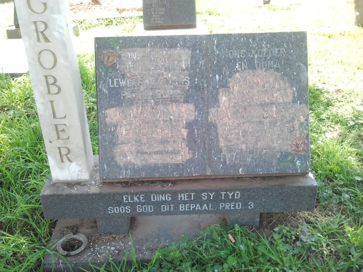 GROBLER Johannes Pieter 1930-1988 &amp; Anna Maria Magdalena BOTHA 1934-