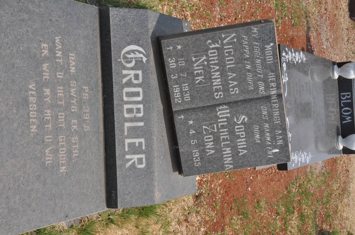 GROBLER Nicolaas Johannes 1930-1992 &amp; Sophia Wilhelmina 1935-