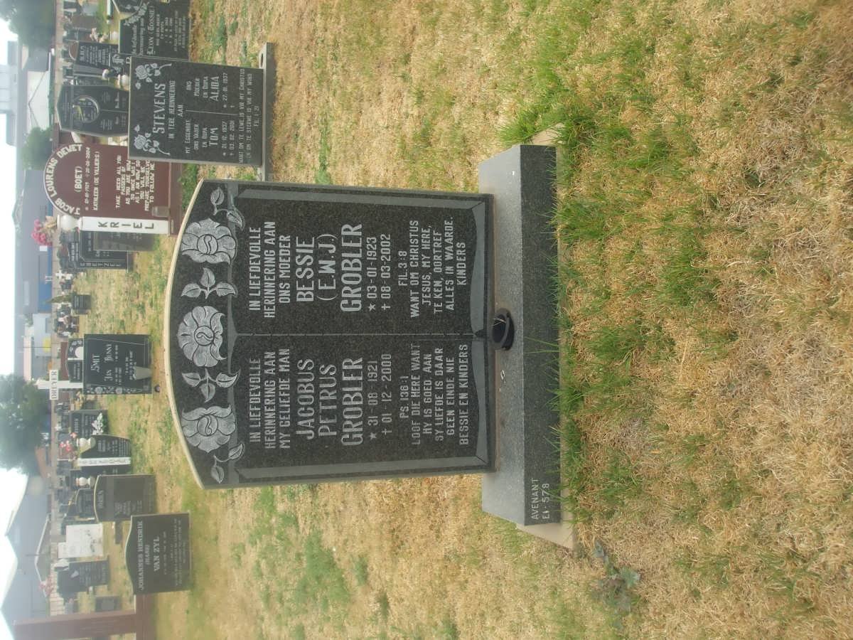 GROBLER Jacobus Petrus 1921-2000 &amp; Elizabeth Wilhelmina Johanna 1923-2002
