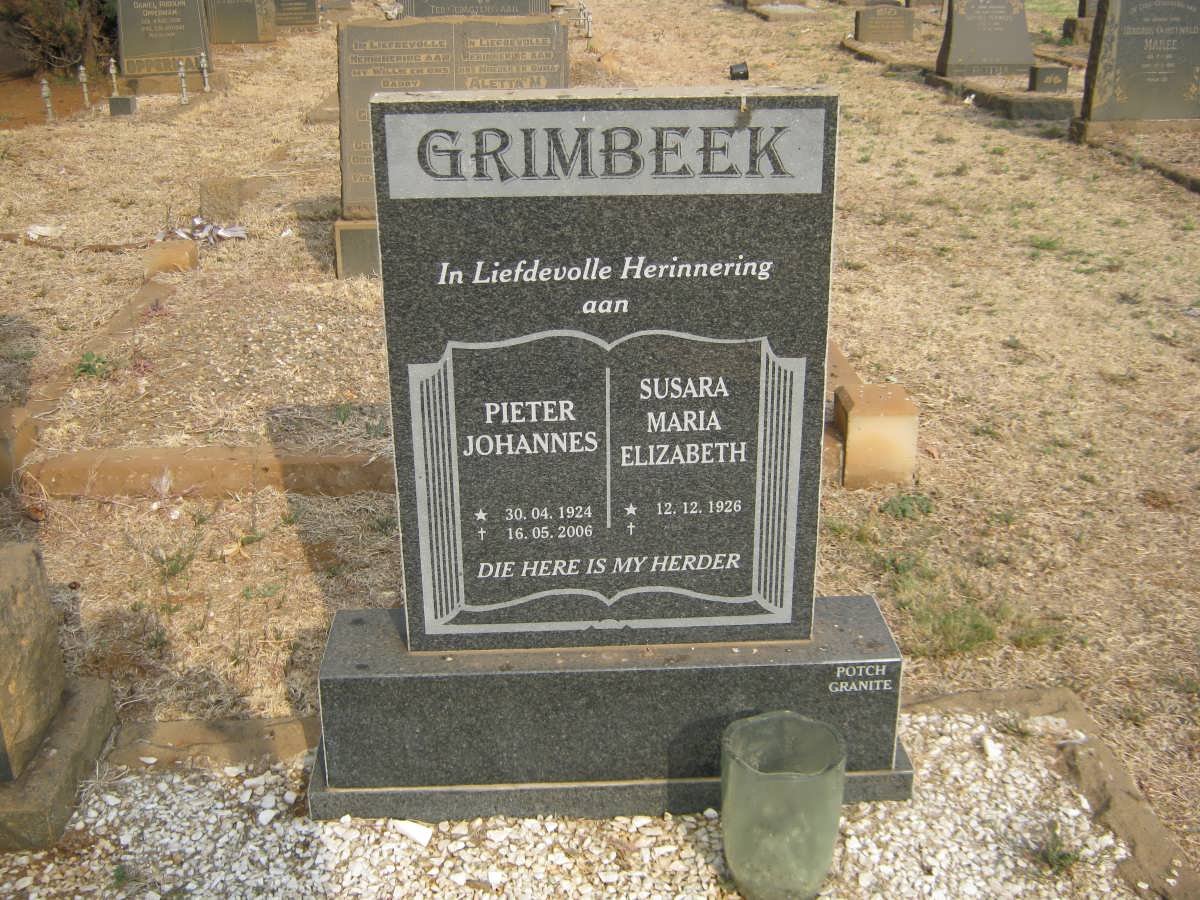 GRIMBEEK Pieter Johannes 1924-2006 &amp; Susara Maria Elizabeth 1926-