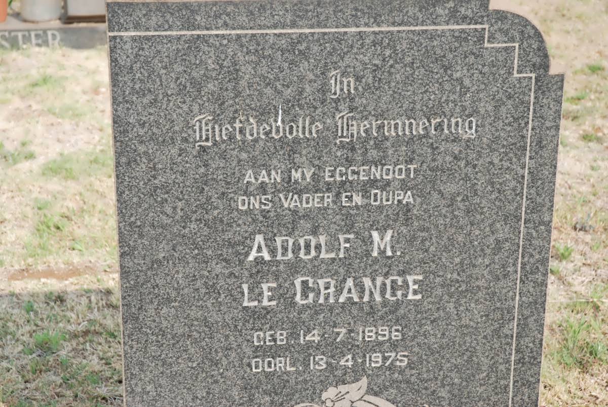 GRANGE Adolf M., Le 1896-1975