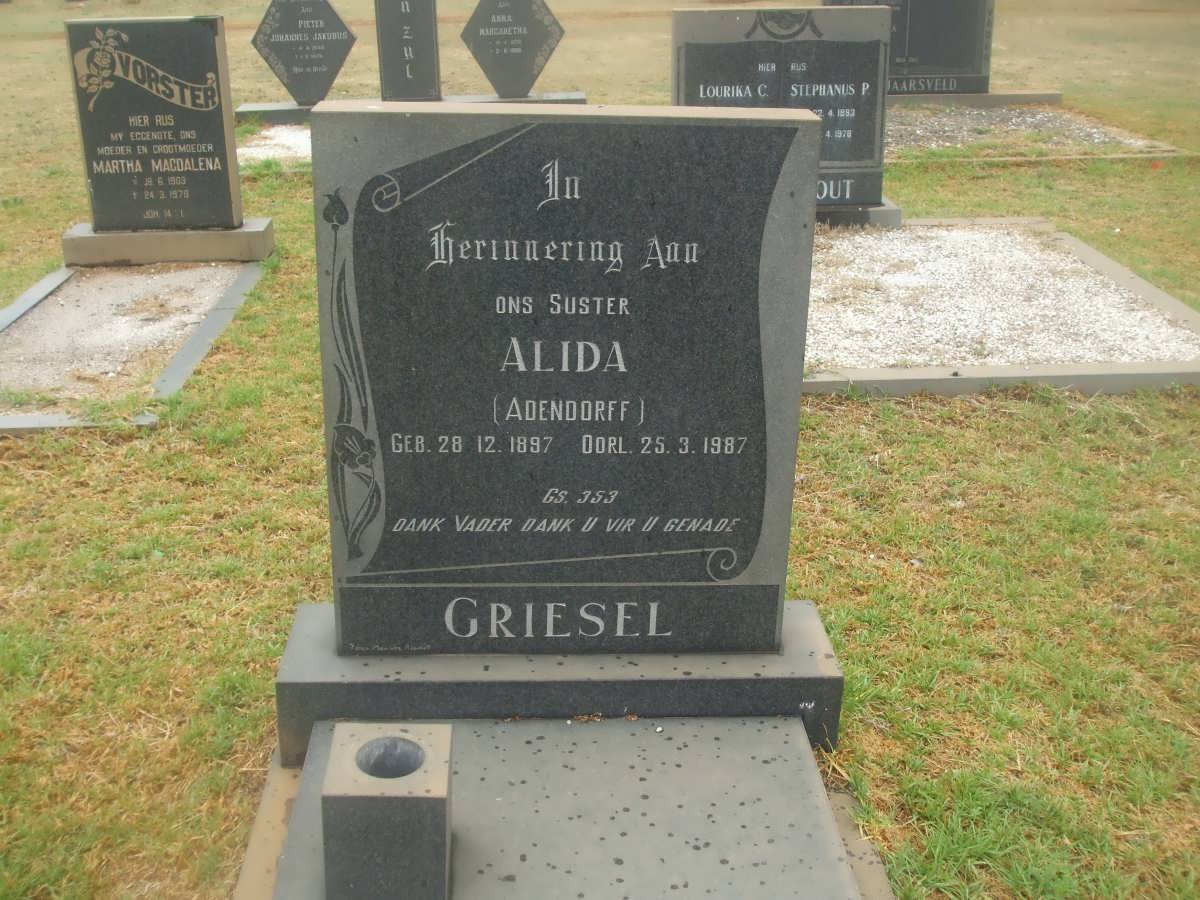 GRIESEL Alida nee ADENDORFF 1897-1987