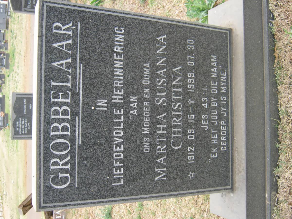 GROBBELAAR Martha Susanna Christina 1912-1999