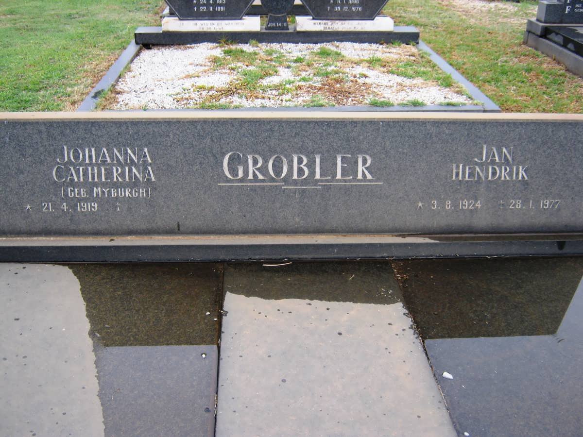 GROBLER Jan Hendrik 1924-1977 &amp; Johanna Catherina MYBURGH 1919-