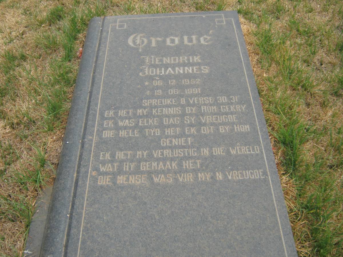 GROVÉ Hendrik Johannes 1952-1991