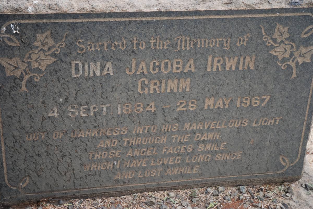 GRIMM Dina Jacoba Irwin 1884-1967