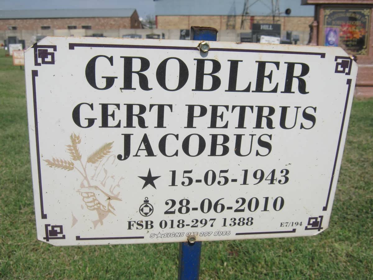 GROBLER Gert Petrus Jacobus 1943-2010