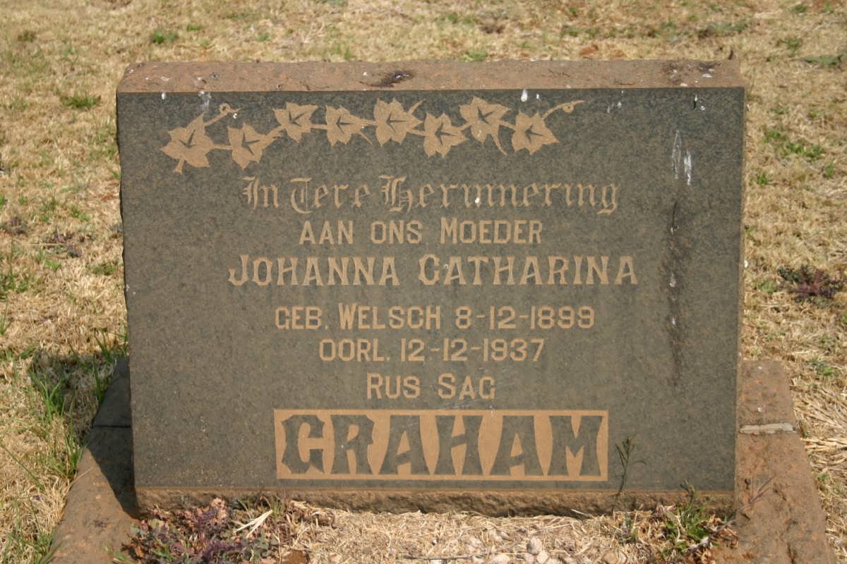 GRAHAM Johanna Catharina nee WELSCH 1899-1937