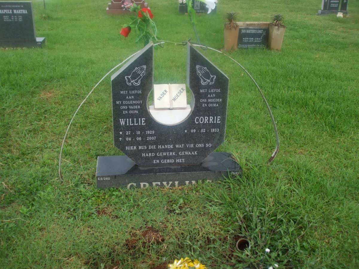 GREYLING Willie 1929-2007 &amp; Corrie 1933-