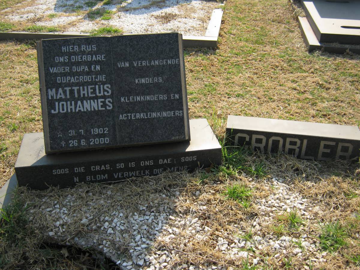 GROBLER Mattheüs Johannes 1902-2000