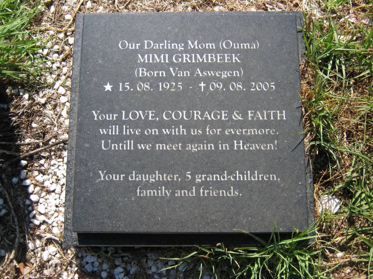 GRIMBEEK Mimi nee VAN ASWEGEN 1925-2005