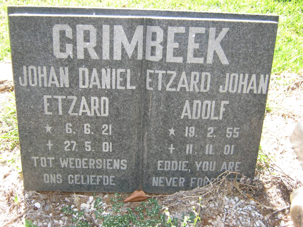 GRIMBEEK Johan Daniel Etzard 1921-2001 :: GRIMBEEK Etzard Johan Adolf 1955-2001