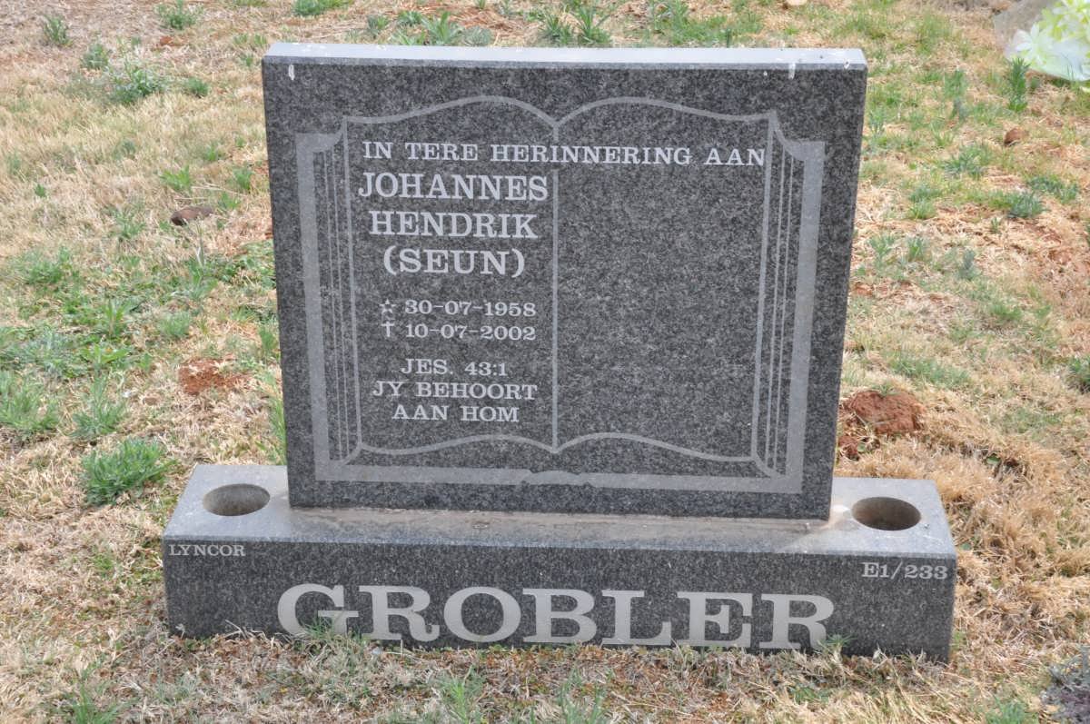 GROBLER Johannes Hendrik 1958-2002