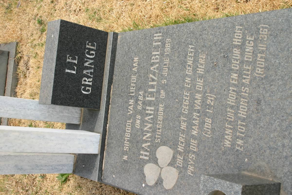 GRANGE Hannah Elizabeth, le -1989