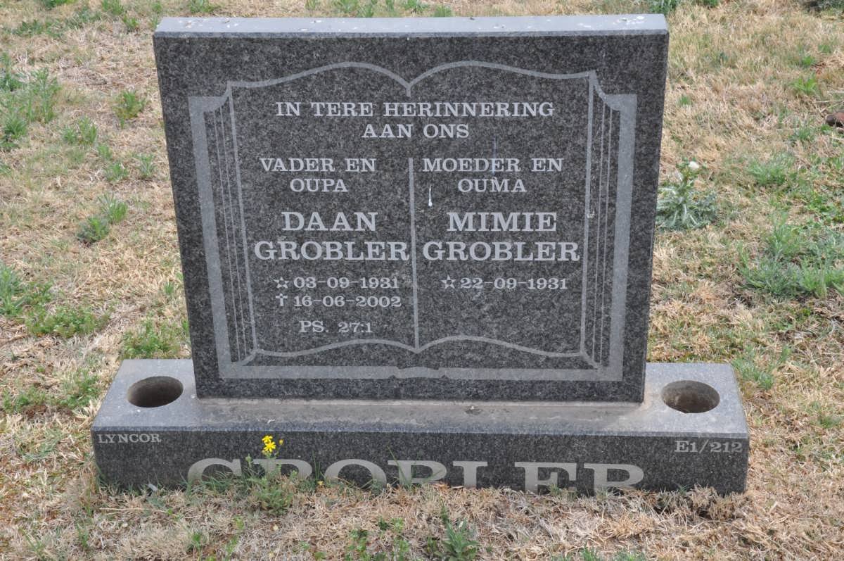 GROBLER Daan 1931-2002 &amp; Mimie 1931-