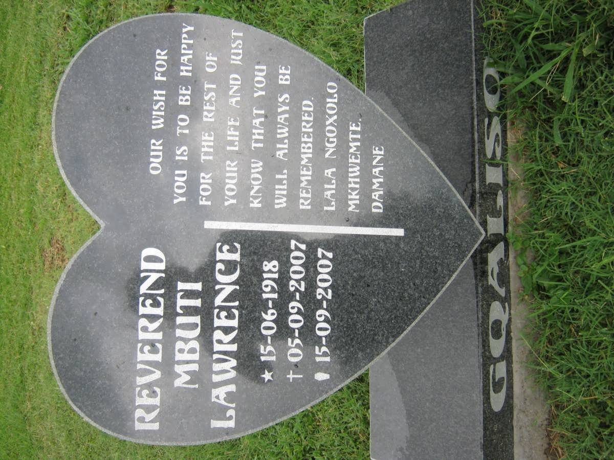 GQALISO Mbuti Lawrence 1918-2007